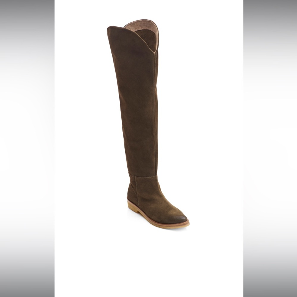 Free People Banks Suede Over The Knee Boots Deep Khaki